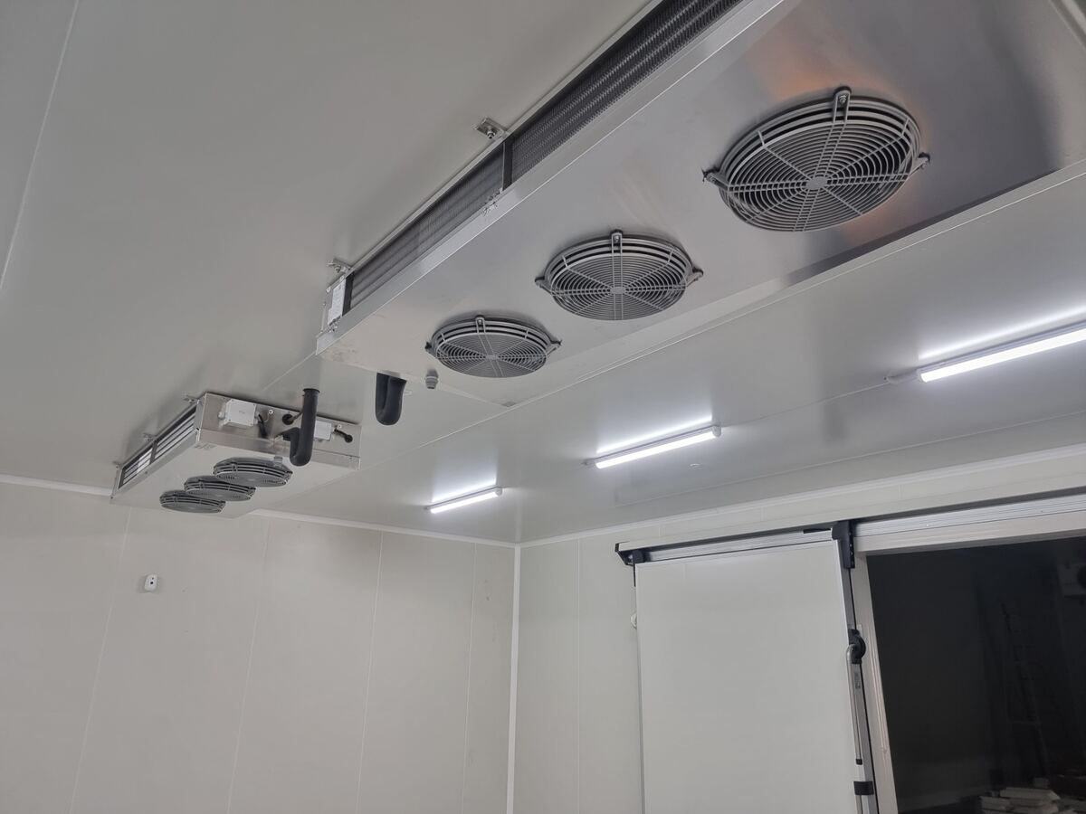 Empty chilled storage room ready for stock with evaporator unit